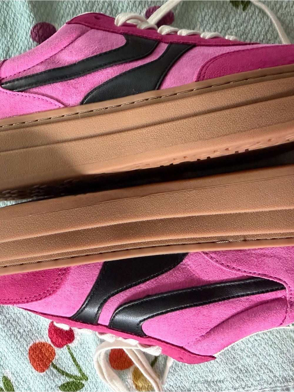 Steve Madden Hot Pink Suede Platform Sneakers with Black Accent - Picture 6 of 15
